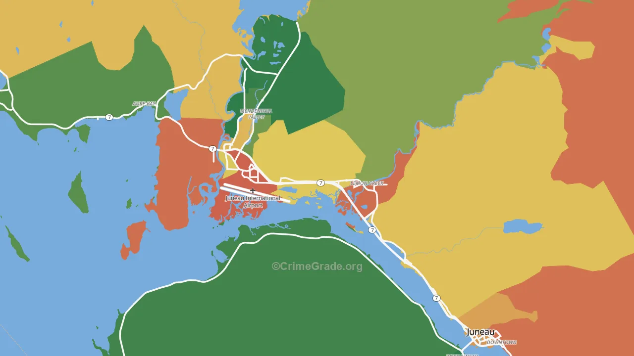 Juneau City and Borough, AK Map of Theft Rates