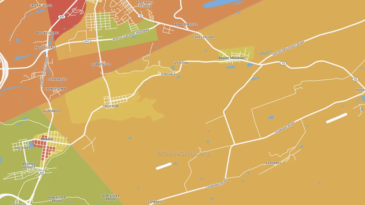 Junedale, PA Map of Theft Rates