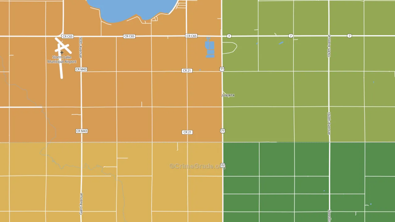 Juniata, IA Map of Theft Rates