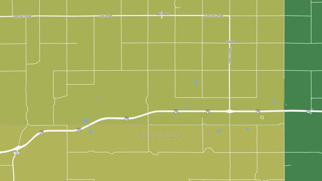 Juniata, KS Map of Theft Rates