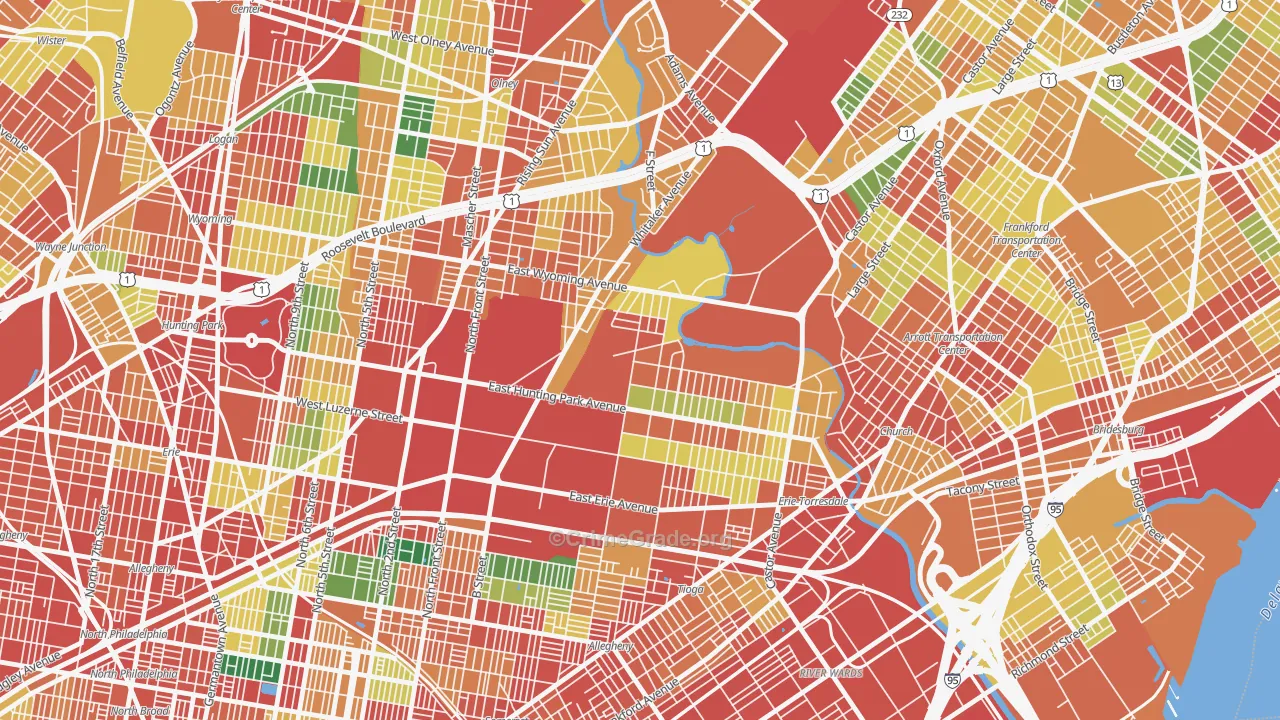 Juniata Park-Feltonville, Philadelphia, PA Map of Theft Rates