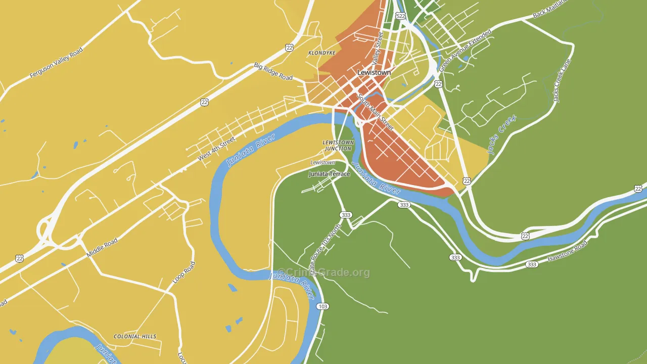 Juniata Terrace, PA Map of Theft Rates