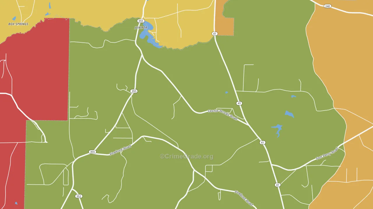 Juniper, GA Map of Theft Rates
