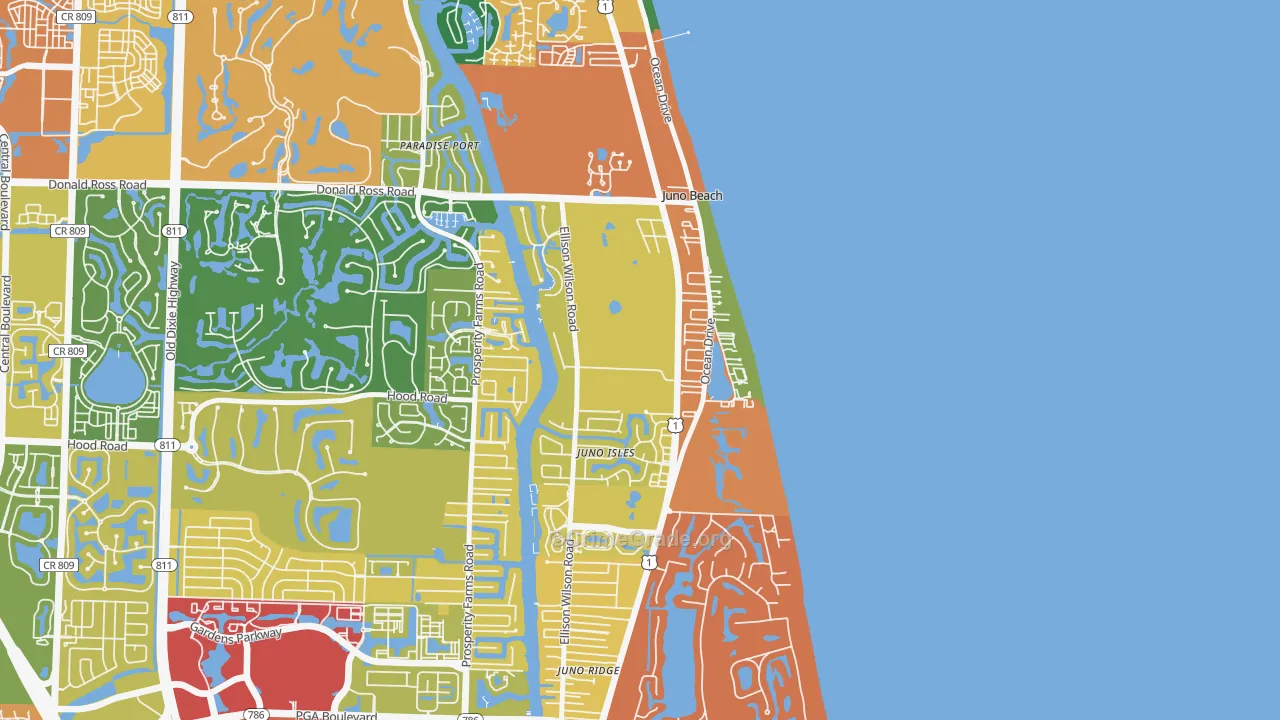 Juno Beach, FL Map of Theft Rates