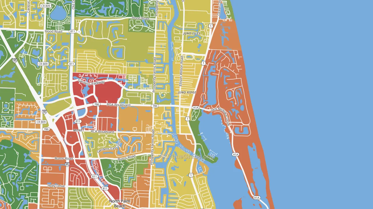 Juno Ridge, FL Map of Theft Rates