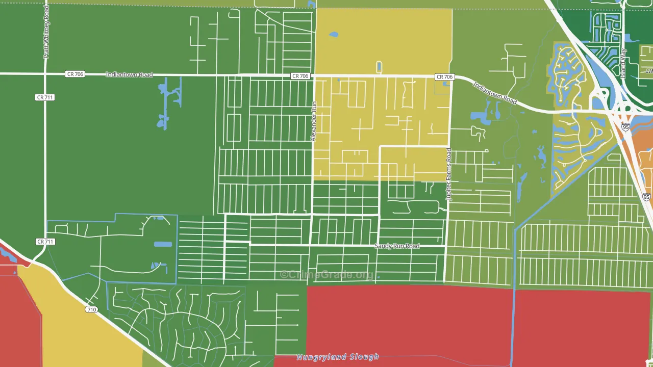 Jupiter Farms, FL Map of Theft Rates