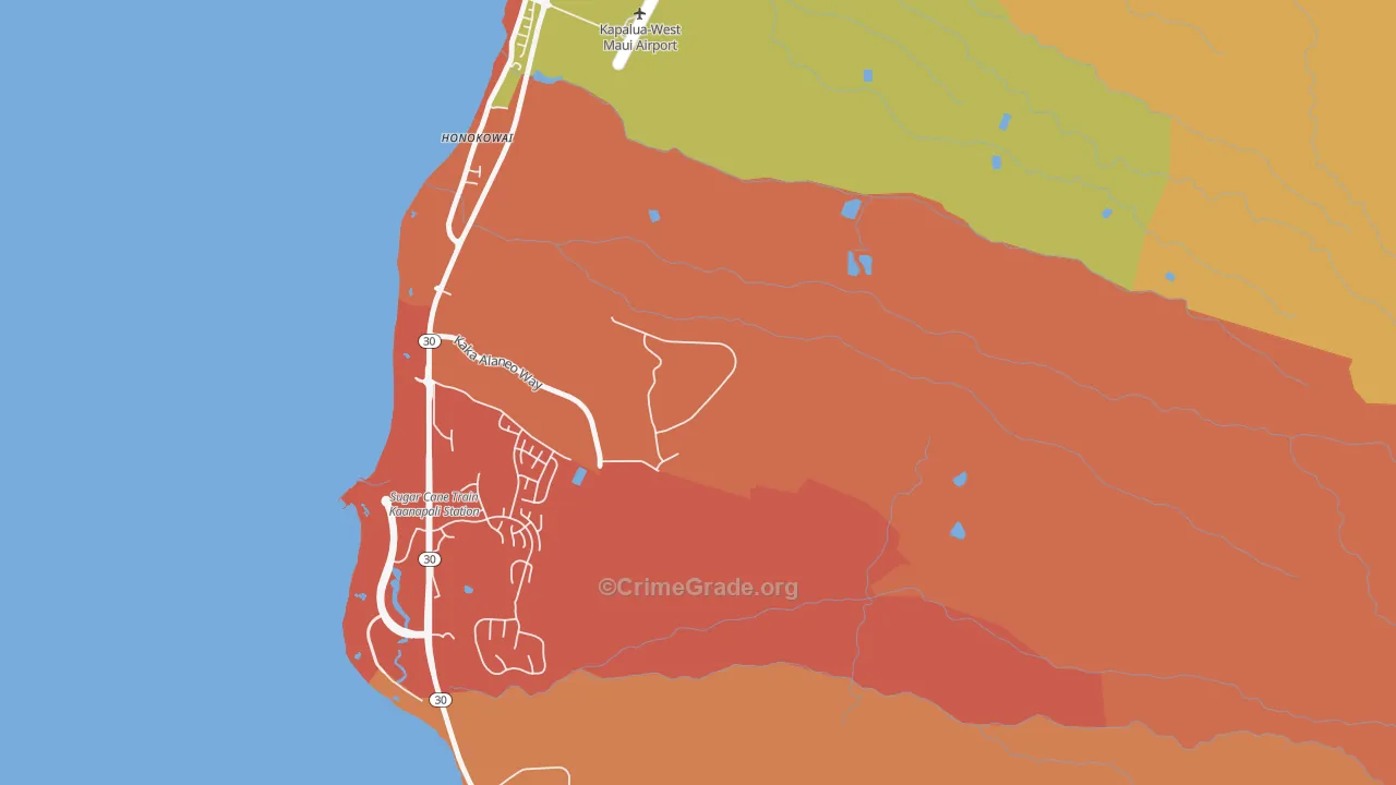 Kaanapali, HI Map of Theft Rates