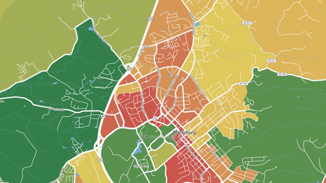 Kabrich Crescent, Blacksburg, VA Map of Theft Rates
