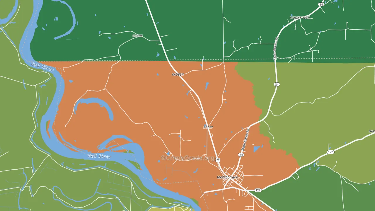 Kadesh, LA Map of Theft Rates