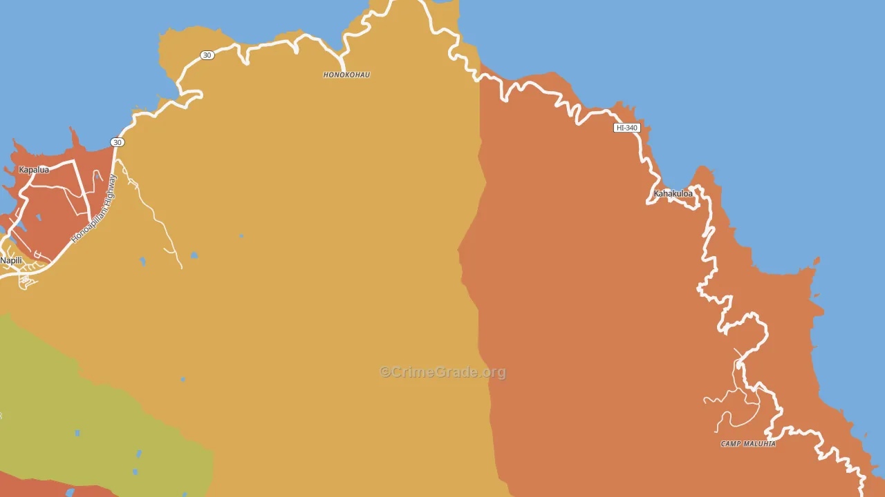 Kahakuloa, HI Map of Theft Rates