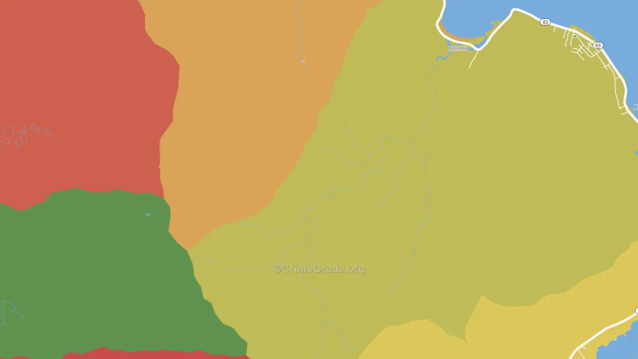 Kahana, HI Map of Theft Rates