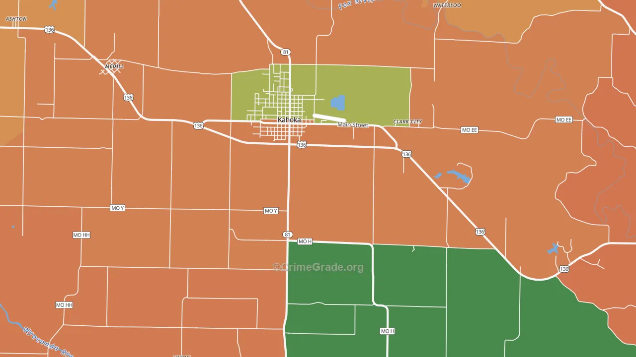 Kahoka, MO Map of Theft Rates