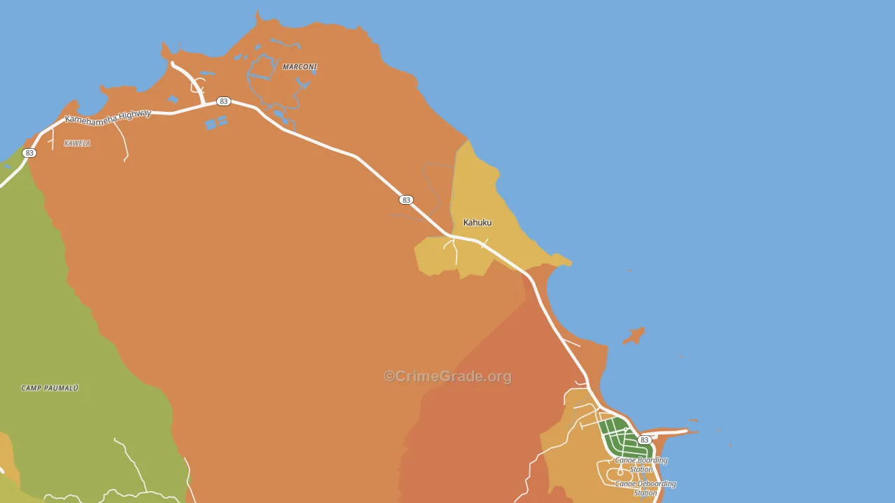 Kahuku, HI Map of Theft Rates