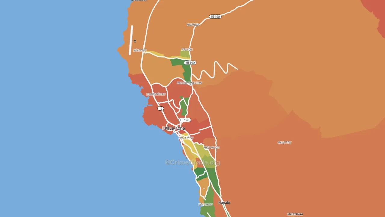 Kailua-Kona, HI Map of Theft Rates