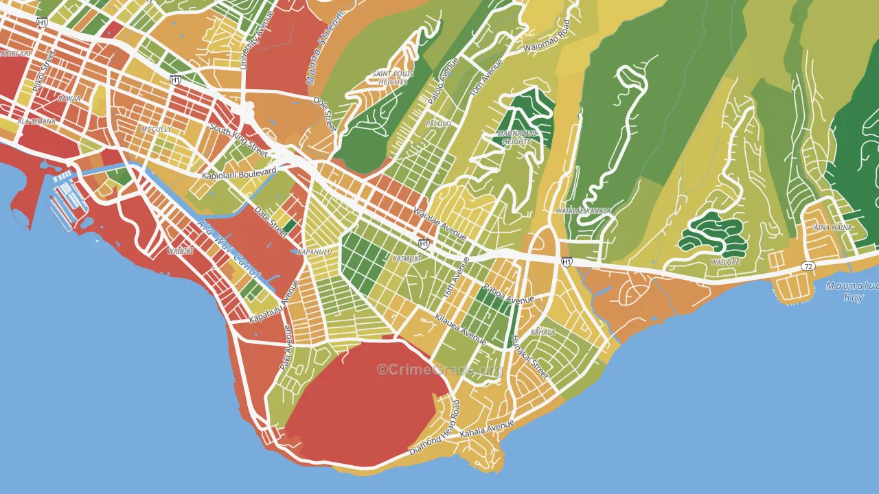 Kaimuki, Honolulu, HI Map of Theft Rates