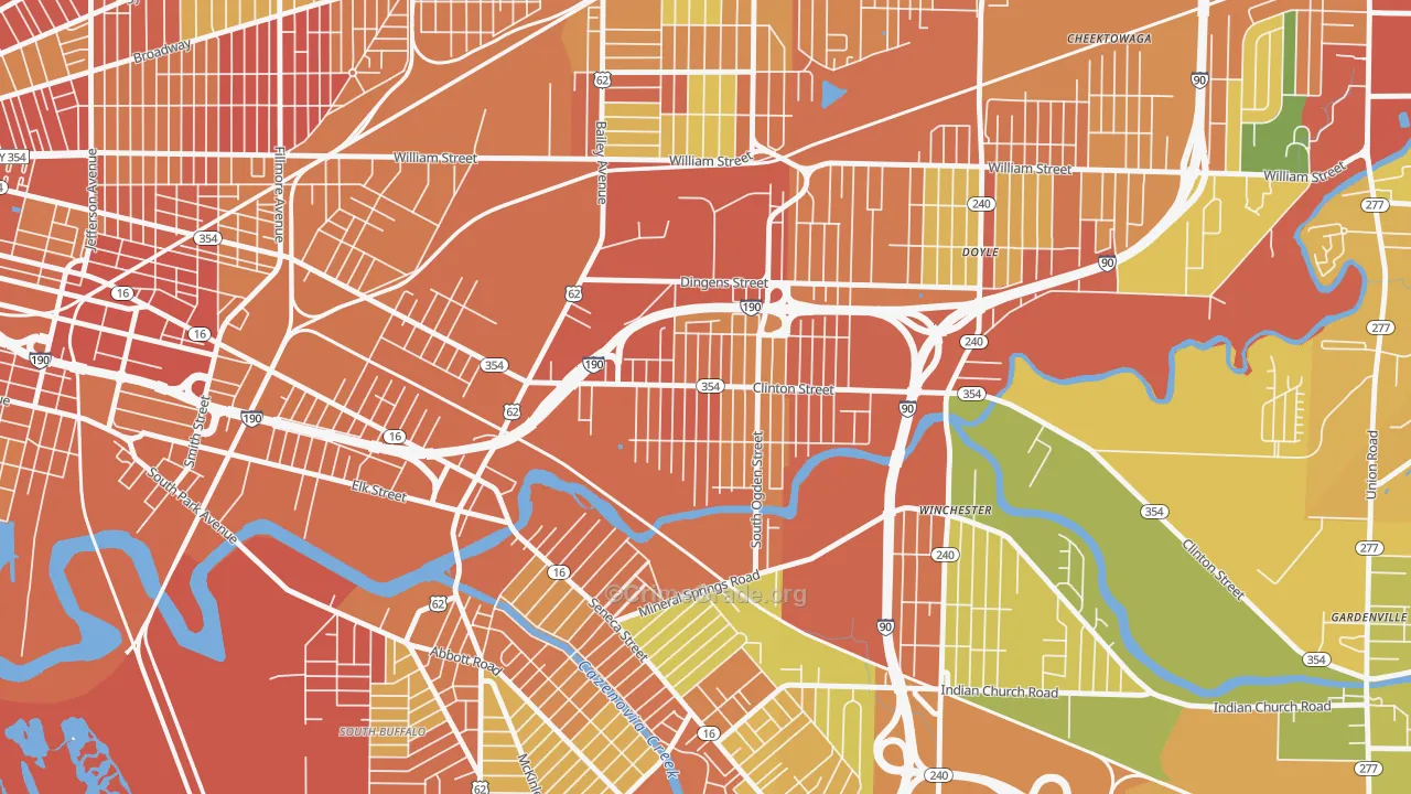 Kaisertown, Buffalo, NY Map of Theft Rates