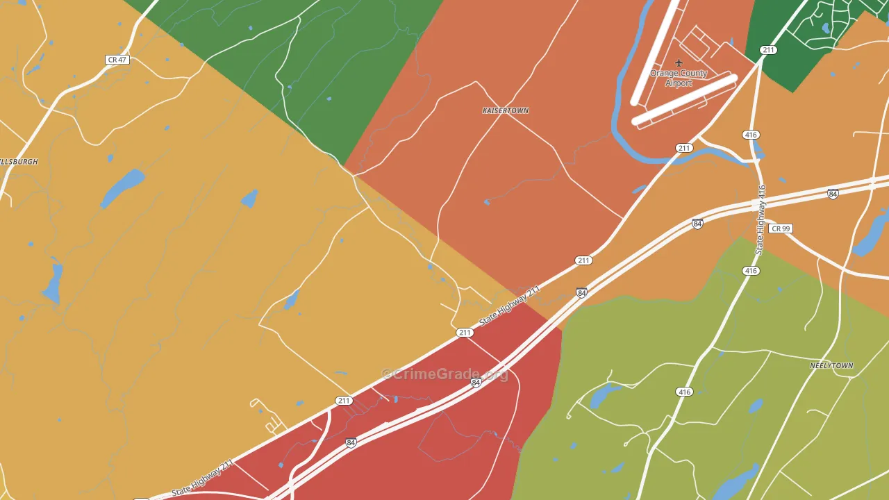 Kaisertown, NY Map of Theft Rates