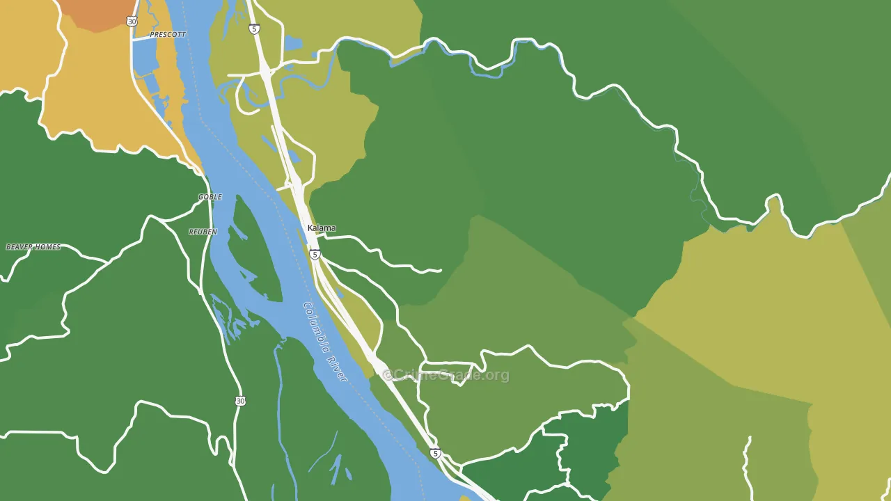 Kalama, WA Map of Theft Rates