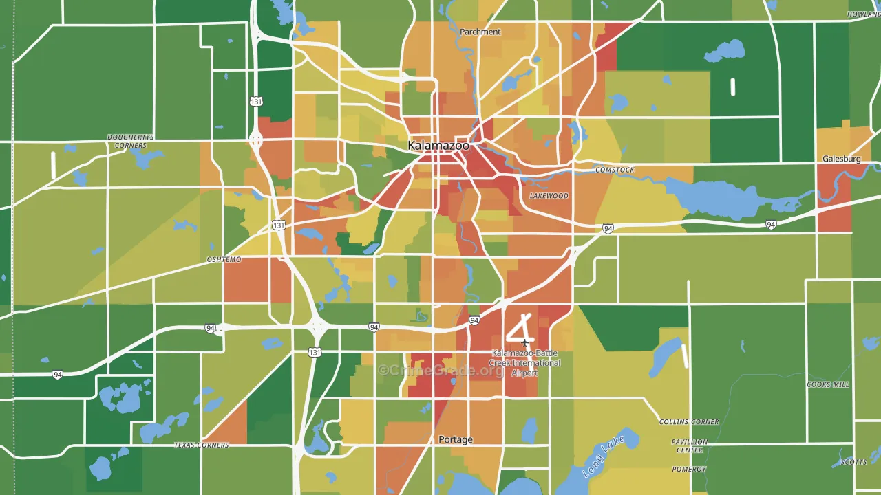 Kalamazoo County, MI Map of Theft Rates