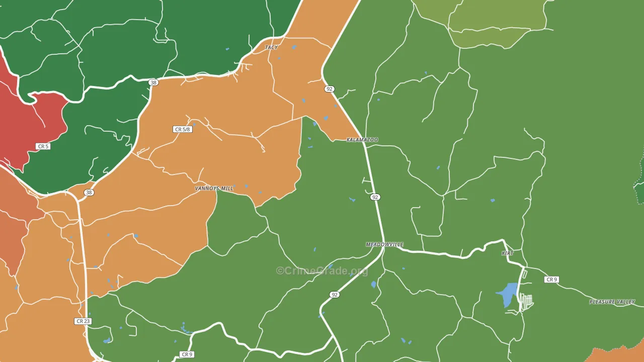 Kalamazoo, WV Map of Theft Rates