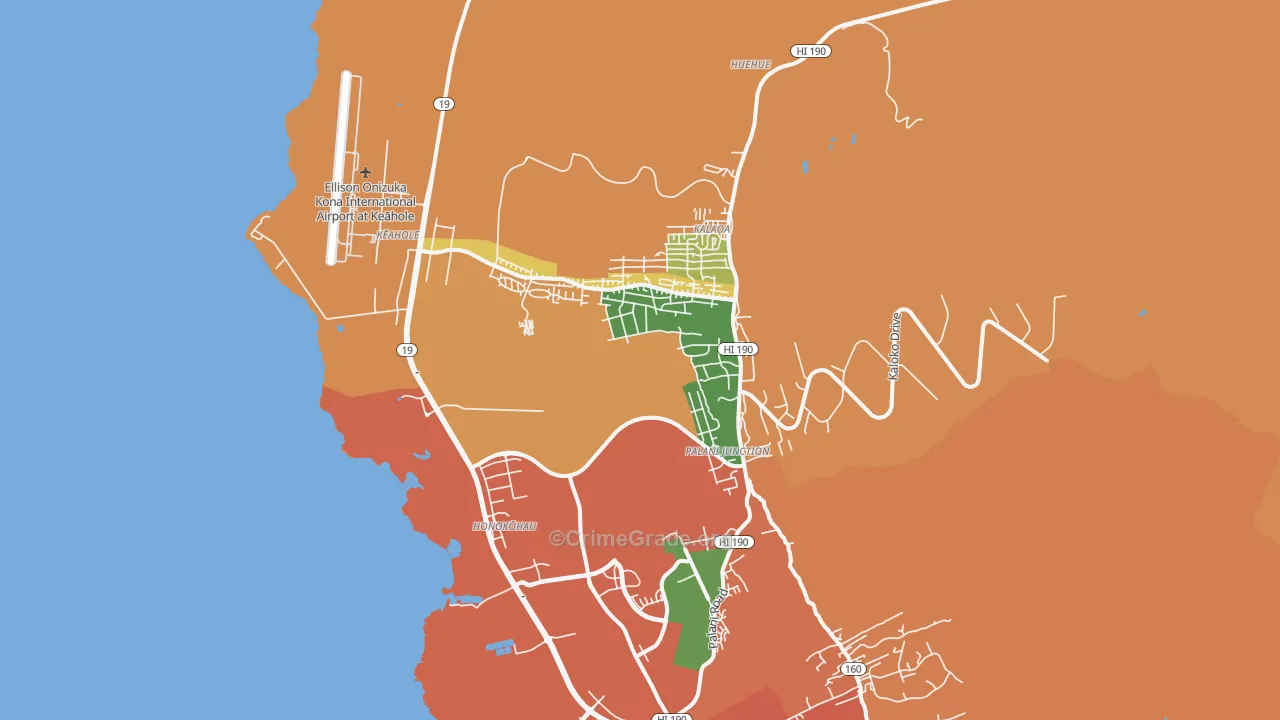 Kalaoa, HI Map of Theft Rates