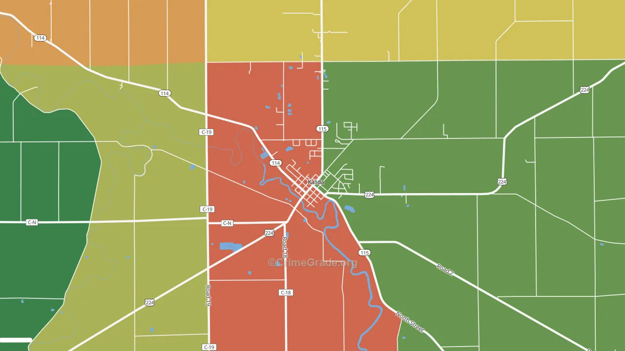Kalida, OH Map of Theft Rates