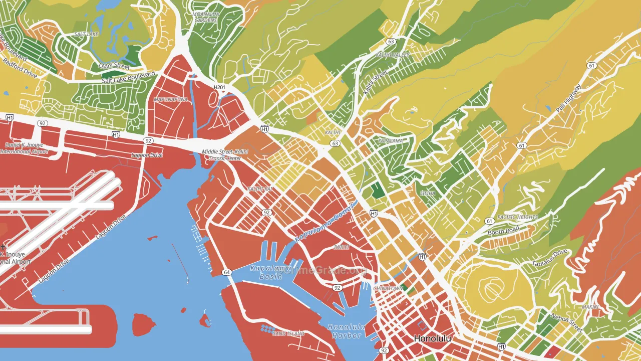 Kalihi-Palama, Honolulu, HI Map of Theft Rates