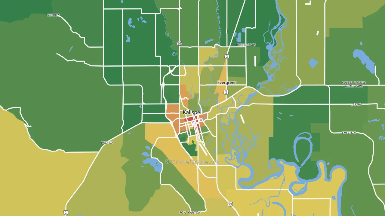 Kalispell, MT Map of Theft Rates