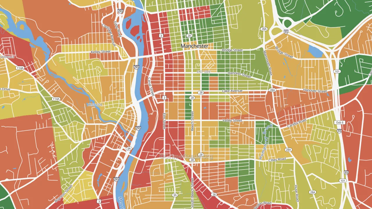 Kalivas Union, Manchester, NH Map of Theft Rates