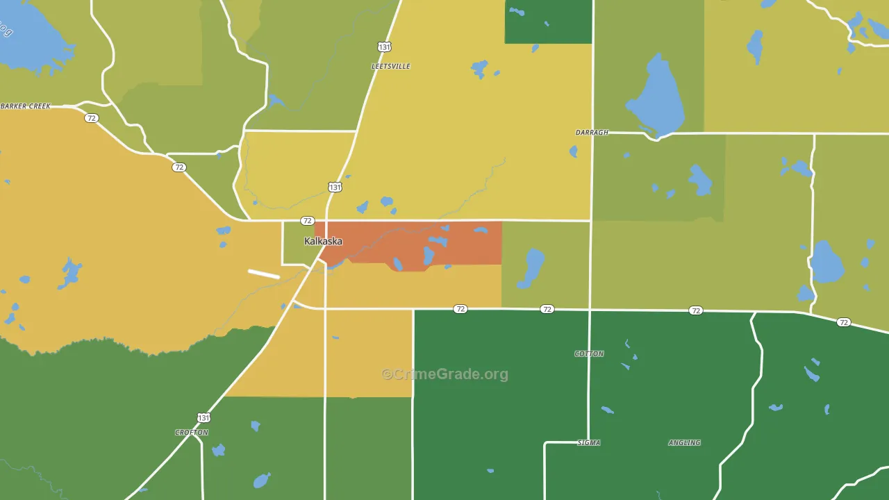 Kalkaska, MI Map of Theft Rates