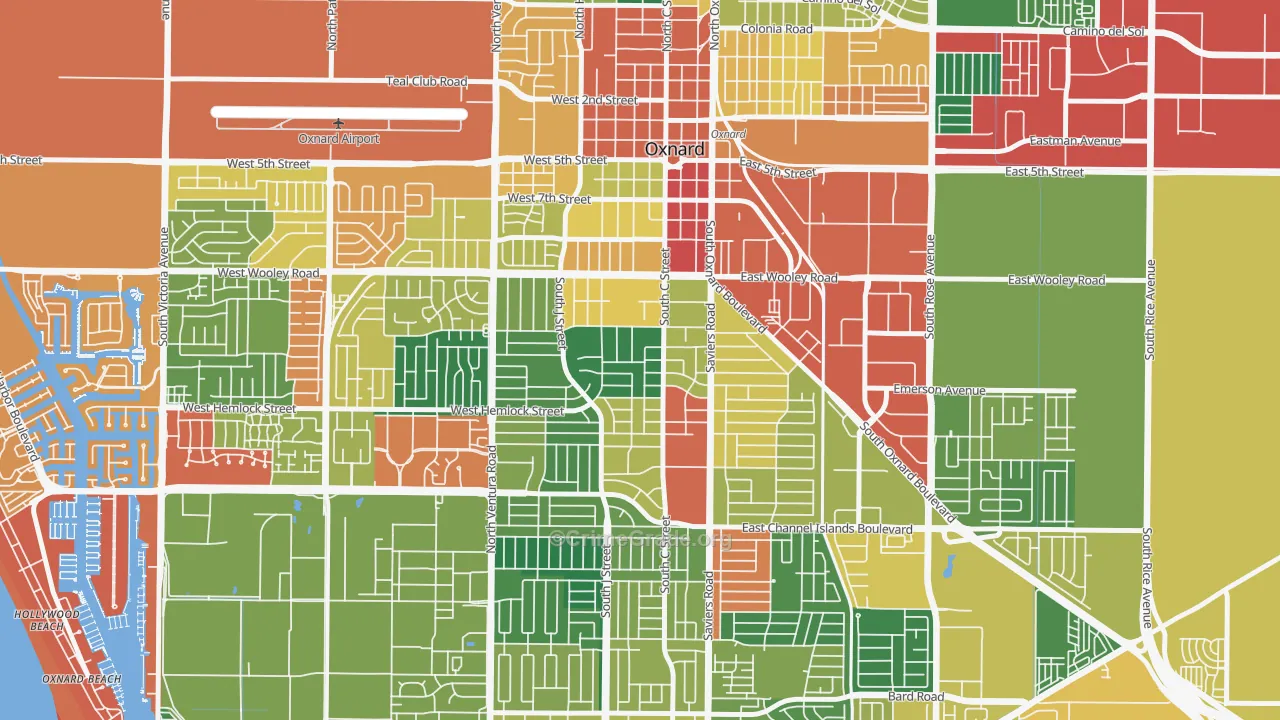 Kamala Park, Oxnard, CA Map of Theft Rates