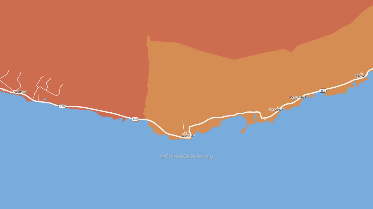 Kamalo, HI Map of Theft Rates