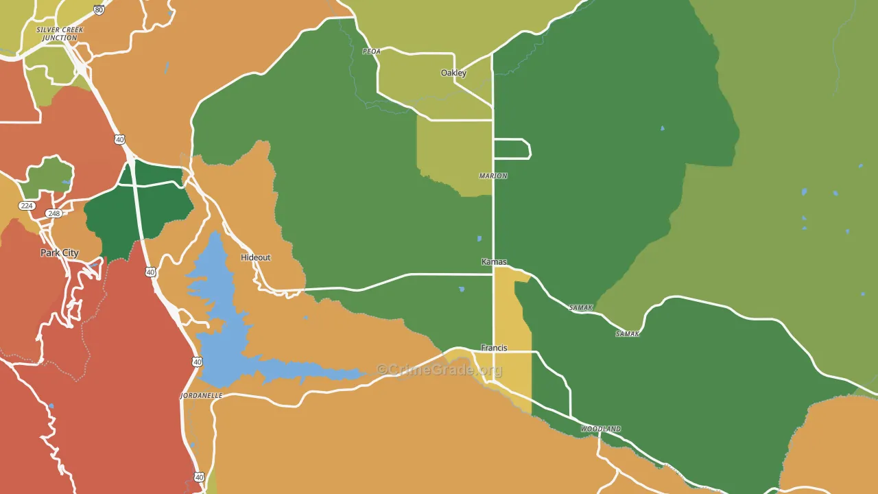 Kamas, UT Map of Theft Rates