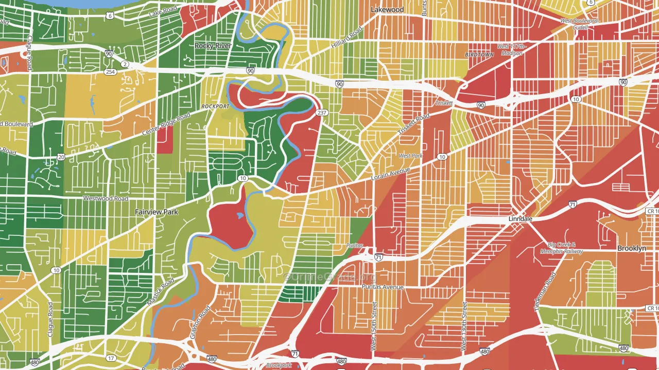 Kamms Corner, Cleveland, OH Map of Theft Rates
