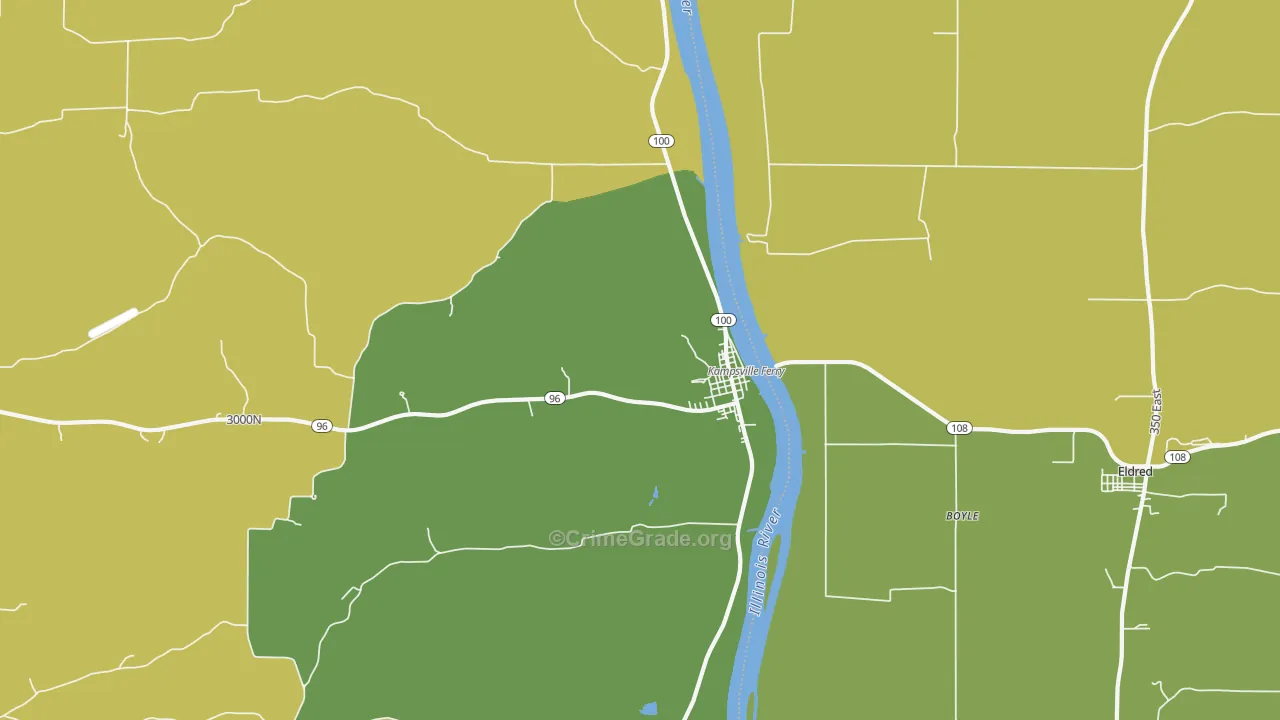 Kampsville, IL Map of Theft Rates