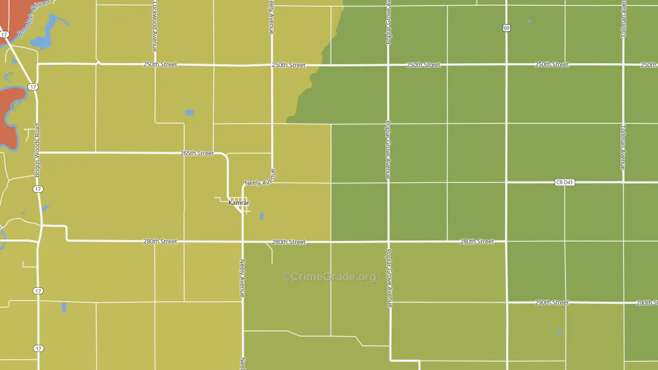 Kamrar, IA Map of Theft Rates