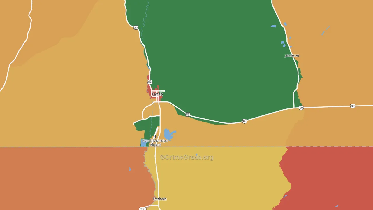 Kanab, UT Map of Theft Rates