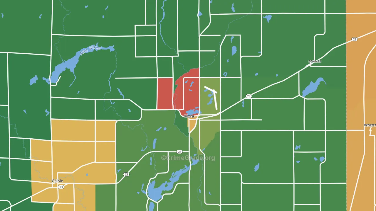 Kanabec County, MN Map of Theft Rates