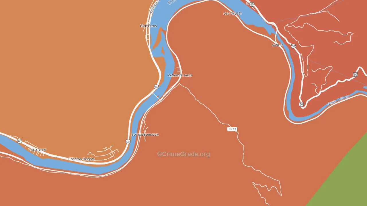 Kanawha Falls, WV Map of Theft Rates