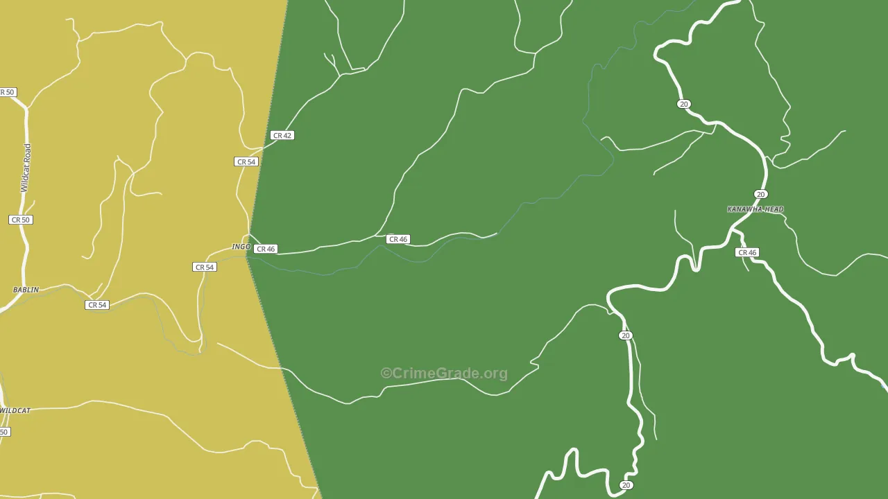 Kanawha Head, WV Map of Theft Rates