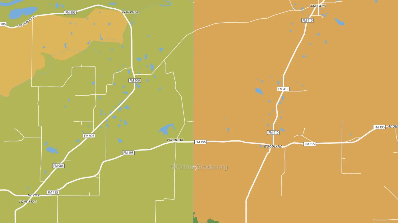 Kanawha, TX Map of Theft Rates