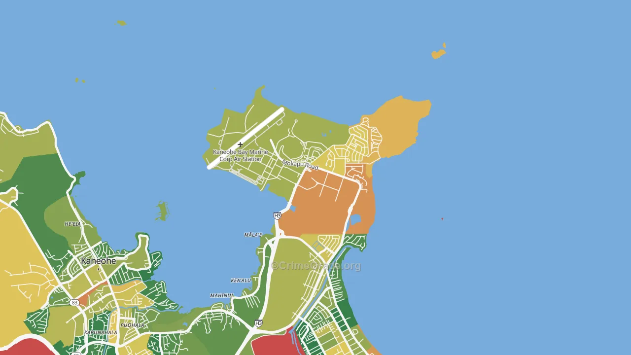 Kaneohe Bay, HI Map of Theft Rates