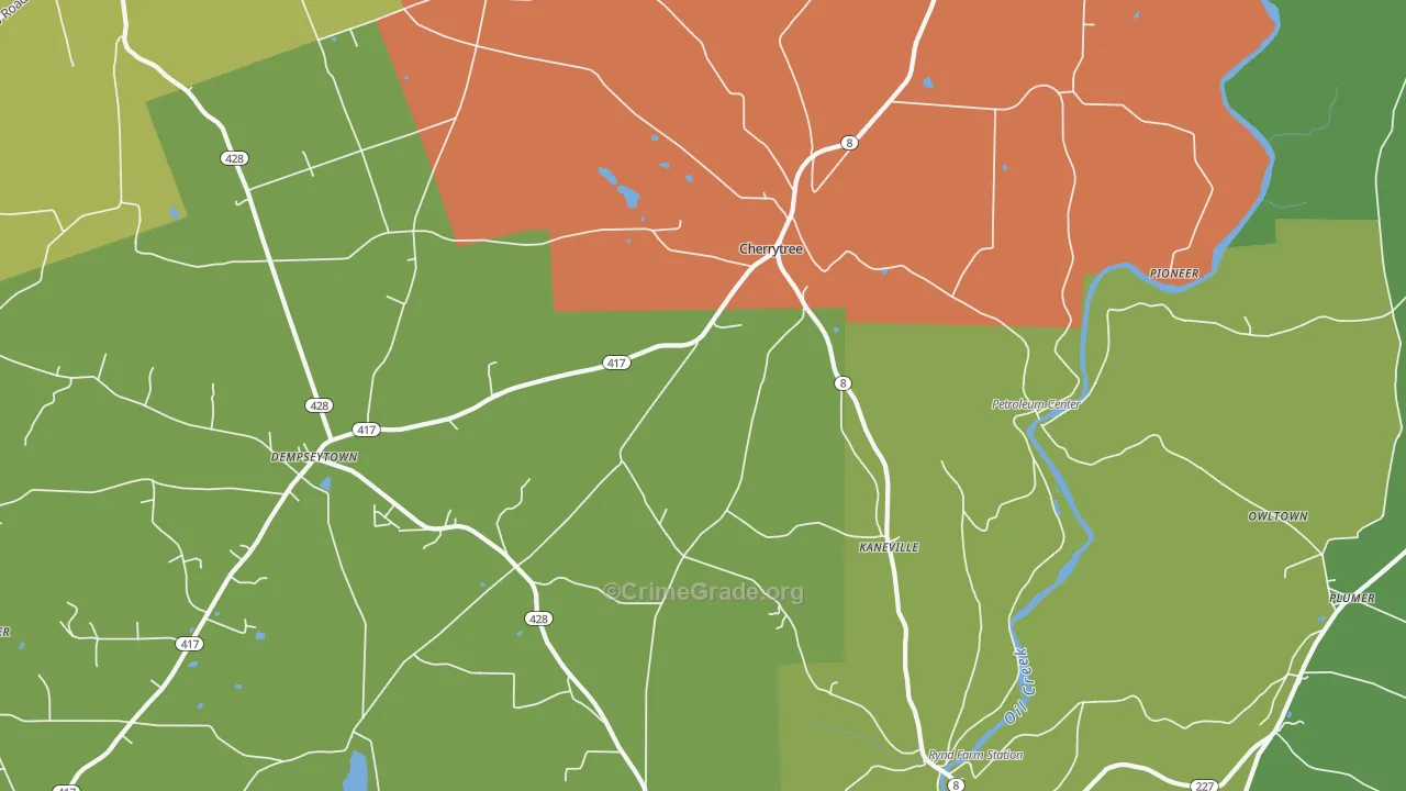 Kaneville, PA Map of Theft Rates