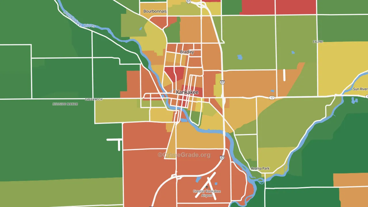 Kankakee, IL Map of Theft Rates