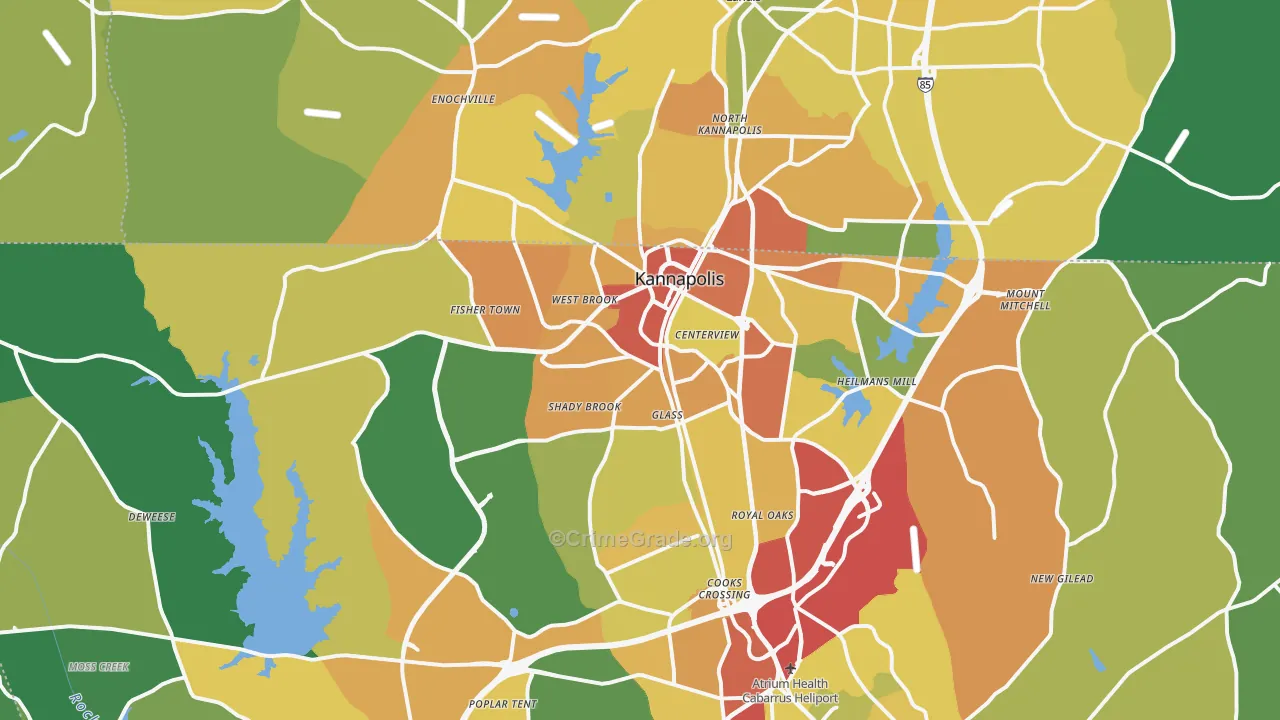 Kannapolis, NC Map of Theft Rates