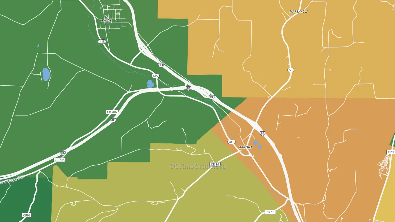 Kanona, NY Map of Theft Rates