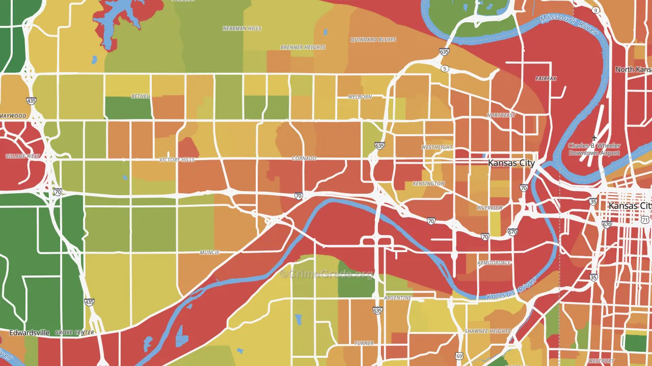 Kansas City, KS Map of Theft Rates