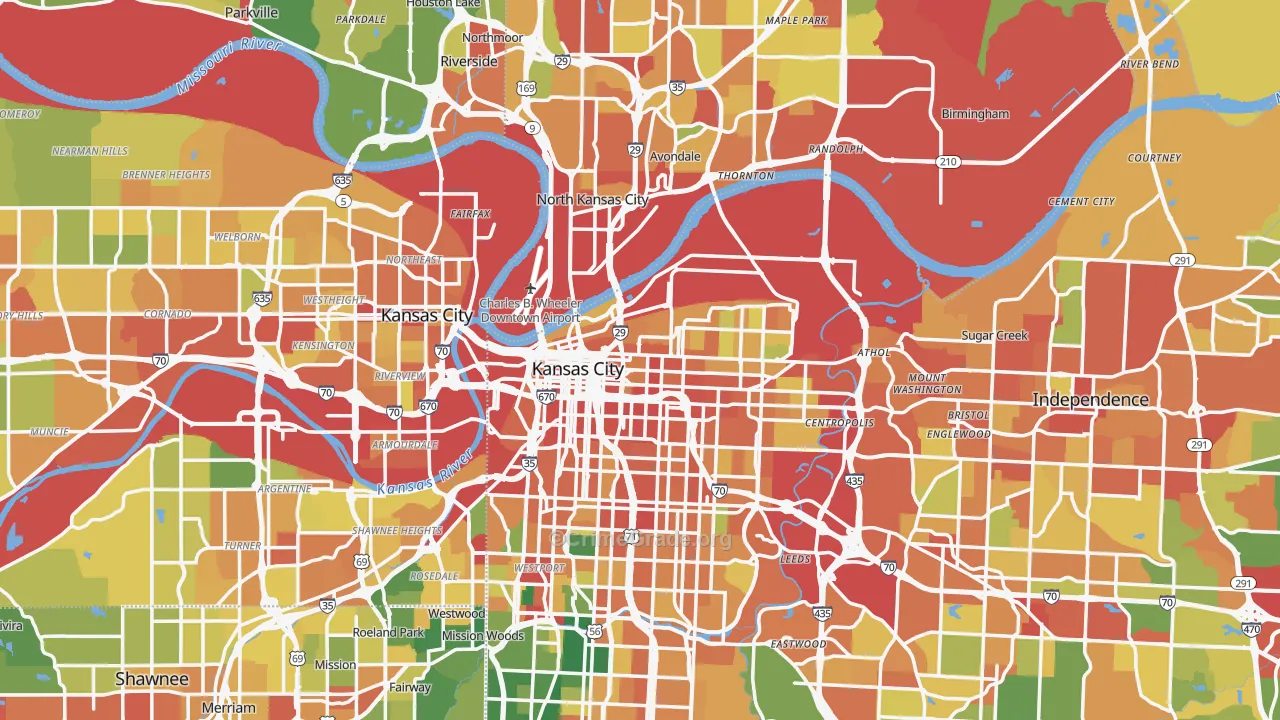 Kansas City, MO Map of Theft Rates