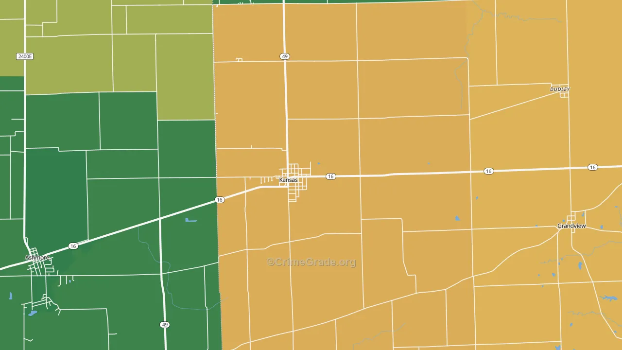 Kansas, IL Map of Theft Rates