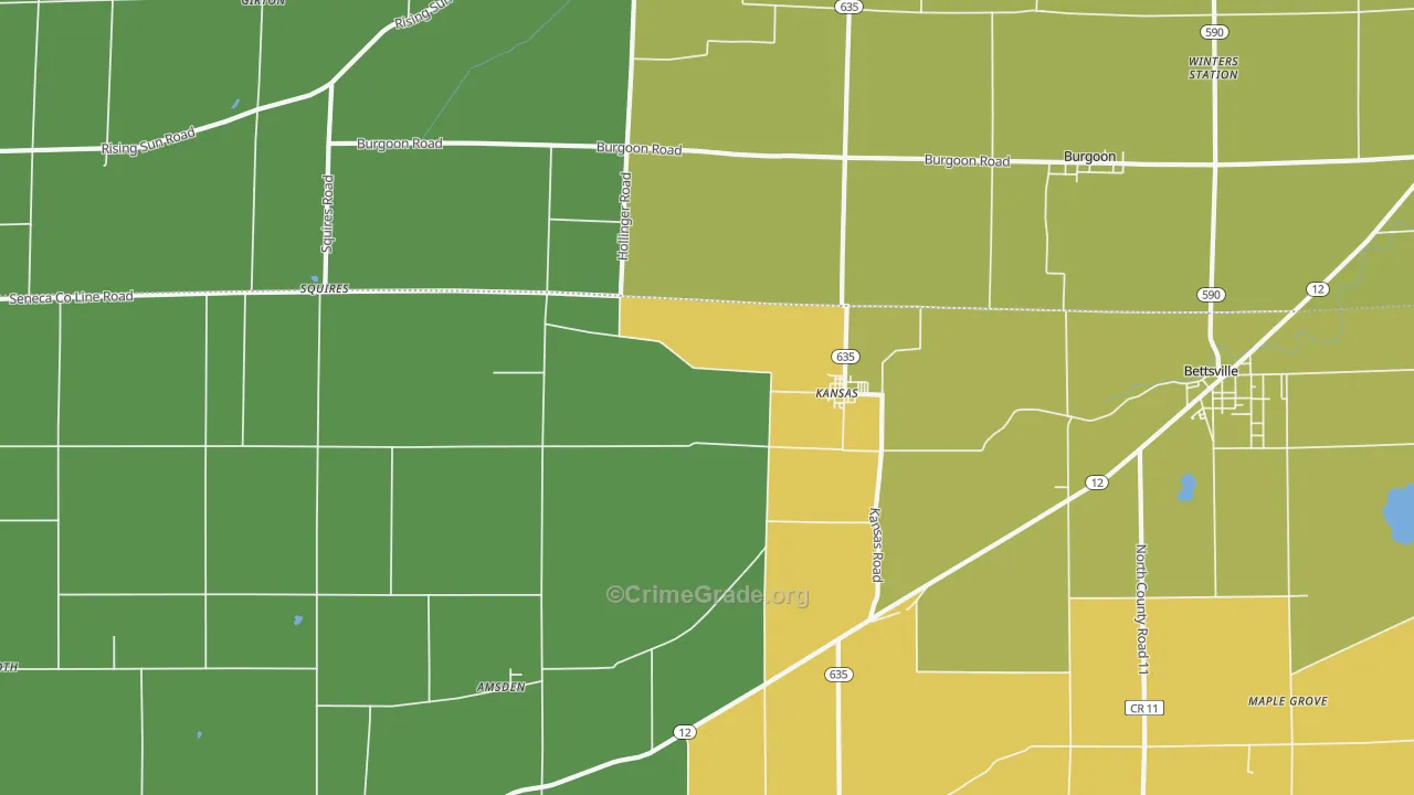 Kansas, OH Map of Theft Rates
